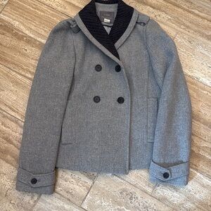 J Crew Stadium Cloth Nello Gori Pea Coat Heather Gray 8 Tall